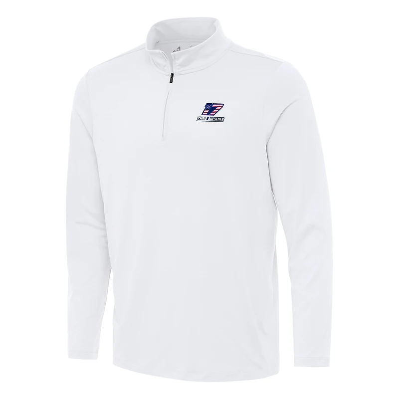 Men's Antigua White Chris Buescher Reprocess Quarter-Zip Top