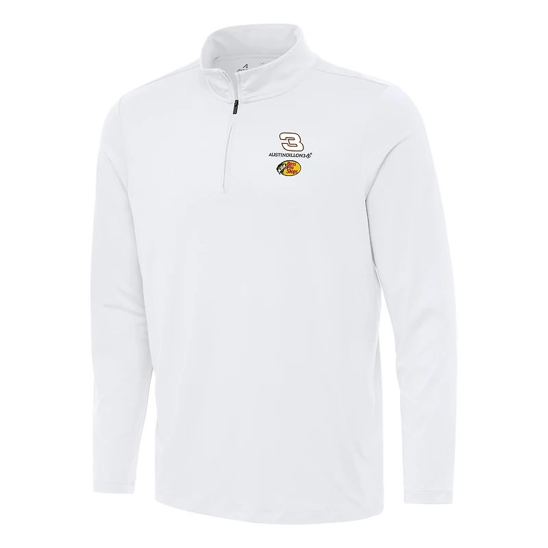 Men's Antigua White Austin Dillon Reprocess Quarter-Zip Top