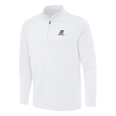 Men's Antigua White Austin Cindric Reprocess Quarter-Zip Top