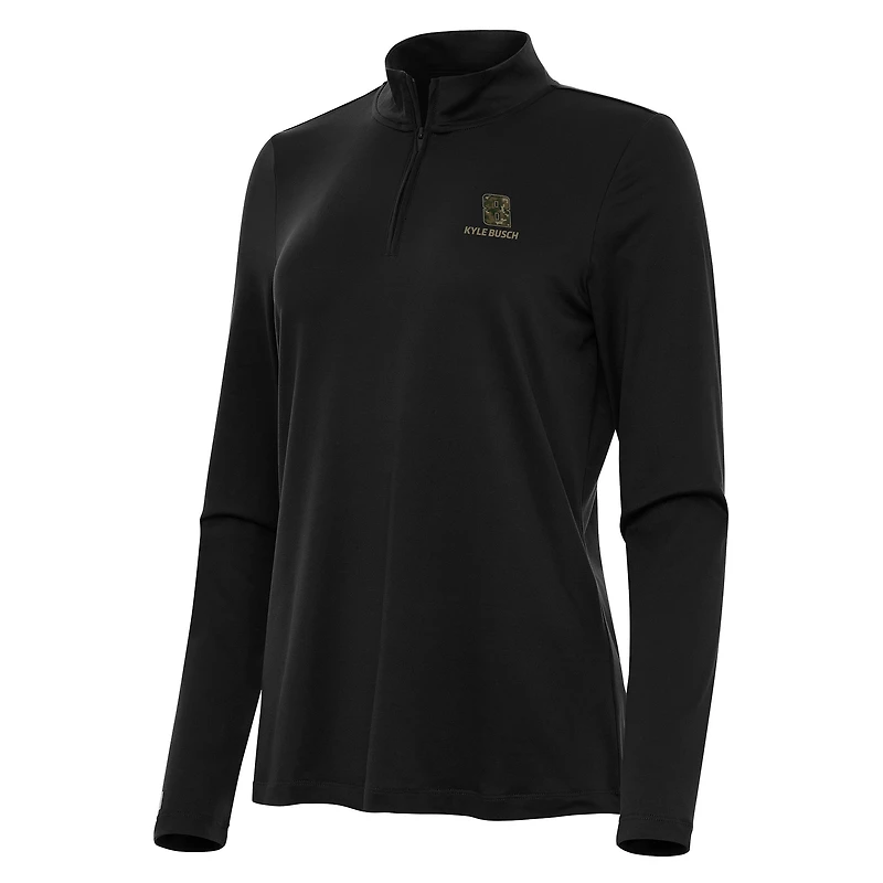 Women's Antigua Black Kyle Busch Reprocess Quarter-Zip Top