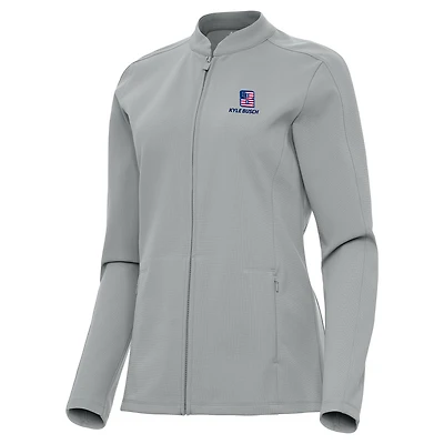 Women's Antigua Gray Kyle Busch Regard Full-Zip Jacket
