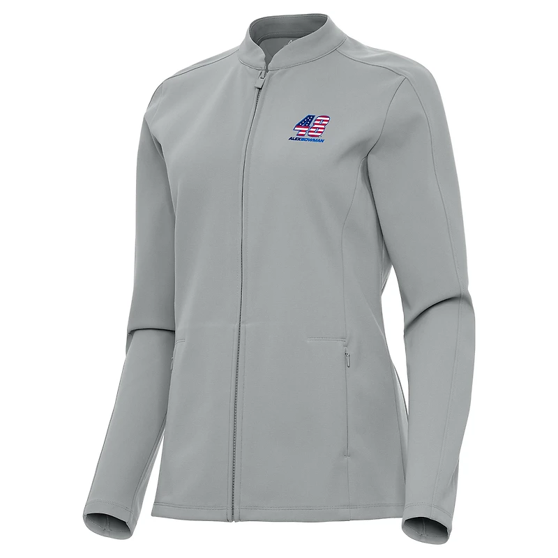 Women's Antigua Gray Alex Bowman Regard Full-Zip Jacket
