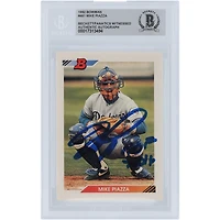 Mike Piazza Los Angeles Dodgers Autographed 1992 Bowman #461 Beckett Fanatics Witnessed Authenticated Rookie Card with "HOF 2016" Inscription