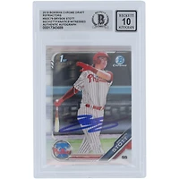 Bryson Stott Philadelphia Phillies Autographed 2019 Bowman Chrome Draft Refractor #BDC-79 Beckett Fanatics Witnessed Authenticated 10 Card