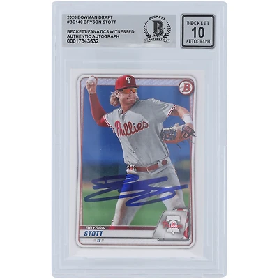 Bryson Stott Philadelphia Phillies Autographed Bowman Draft #BD- Beckett Fanatics Witnessed Authenticated 10 Card