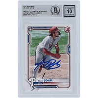 Alec Bohm Philadelphia Phillies Autographed 2021 Bowman #2 Beckett Fanatics Witnessed Authenticated 10 Rookie Card
