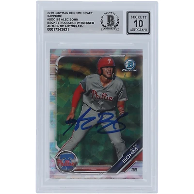 Alec Bohm Philadelphia Phillies Autographed 2019 Bowman Chrome Draft Sapphire #BDC-162 Beckett Fanatics Witnessed Authenticated Card