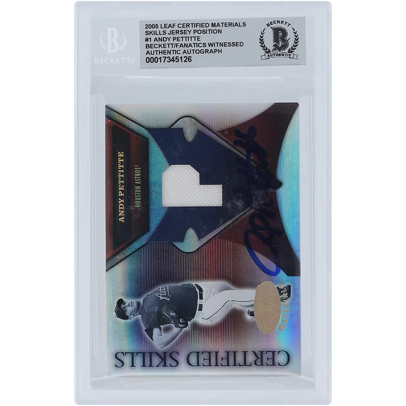 Andy Pettitte Houston Astros Autographed 2005 Donruss Leaf Certified Skills Relic #CS-1 #/250 Beckett Fanatics Witnessed Authenticated 10 Card