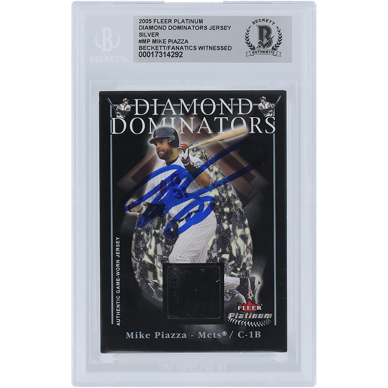 Mike Piazza New York Mets Autographed 2005 Fleer Platinum Diamond Dominators Relic #DD-MP Beckett Fanatics Witnessed Authenticated Card