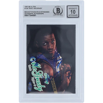 Tracy McGrady Toronto Raptors Autographed 1997-98 Fleer Ultra #138 Beckett Fanatics Witnessed Authenticated 10 Rookie Card with "HOF 17" Inscription