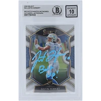 Justin Herbert Los Angeles Chargers Autographed 2020 Panini Select Light Blue Ink #44 Beckett Fanatics Witnessed Authenticated Rookie Card with "Bolt Up!" Inscription