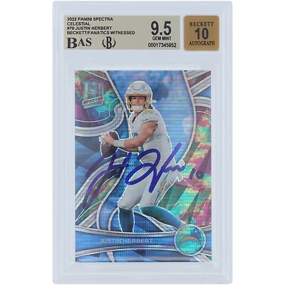 Justin Herbert Los Angeles Chargers Autographed 2022 Panini Spectra Celestial #70 #/99 Beckett Fanatics Witnessed Authenticated 9.5/10 Card