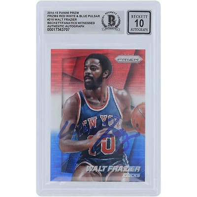 Walt Frazier New York Knicks Autographed 2014-15 Panini Prizm Red, White & Blue Pulsar Prizm #210 Beckett Fanatics Witnessed Authenticated 10 Card