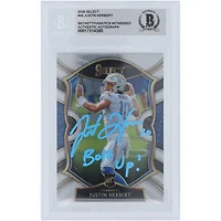 Justin Herbert Los Angeles Chargers Autographed 2020 Panini Select Light Blue Ink #44 Beckett Fanatics Witnessed Authenticated / Rookie Card with "Bolt Up!" Inscription