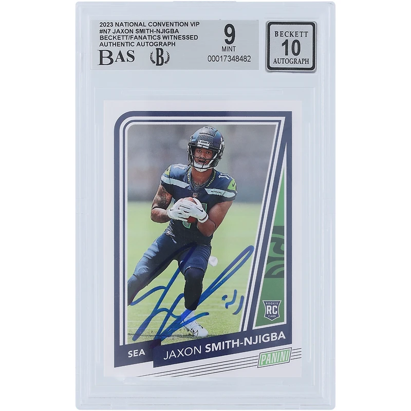 Jaxon Smith-Njigba Seattle Seahawks Autographed 2023 Panini National Convention VIP #N7 Beckett Fanatics Witnessed Authenticated / Rookie Card