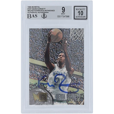 Kevin Garnett Minnesota Timberwolves Autographed 1995-96 Skybox Meta #167 Beckett Fanatics Witnessed Authenticated 10 Rookie Card