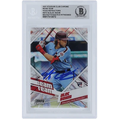 Alec Bohm Philadelphia Phillies Autographed 2021 Topps Stadium Club Beam Team Wave Refractor #BTC-18 Beckett Fanatics Witnessed Authenticated Rookie Card