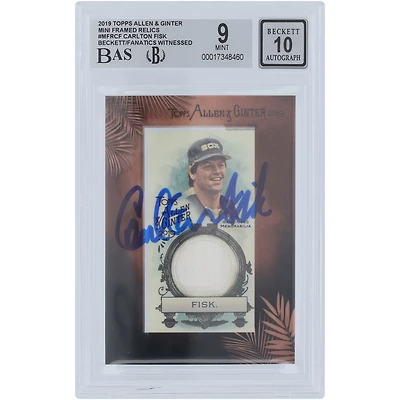 Carlton Fisk Chicago White Sox Autographed 2019 Topps Allen & Ginter Mini Framed Relics #MFR-CF Beckett Fanatics Witnessed Authenticated 9/10 Card
