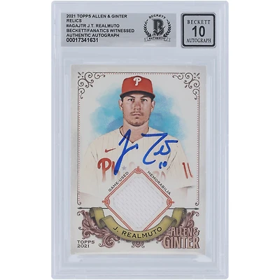 J.T. Realmuto Philadelphia Phillies Autographed 2021 Topps Allen & Ginter Jersey Relic #AGA-JTR Beckett Fanatics Witnessed Authenticated 10 Card
