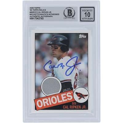 Cal Ripken Jr. Baltimore Orioles Autographed 2020 Topps '85 Topps Grey Jersey Relic #85R-CR Beckett Fanatics Witnessed Authenticated 10 Card