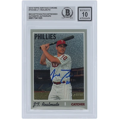 J.T. Realmuto Philadelphia Phillies Autographed 2019 Topps Heritage Chrome #THC-535 #/999 Beckett Fanatics Witnessed Authenticated 10 Card