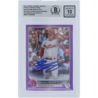 Bryson Stott Philadelphia Phillies Autographed 2022 Topps Chrome Update Purple Refractor #USC154 Beckett Fanatics Witnessed Authenticated 10 Rookie Card