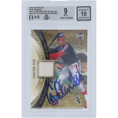 Carlton Fisk Chicago White Sox Autographed 2005 Upper Deck Artifacts MLB Apparel Relic #MLB-CF1 #156/175 Beckett Fanatics Witnessed Authenticated 9 Card