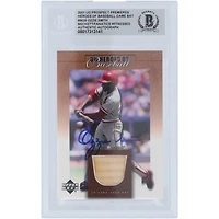 Ozzie Smith St. Louis Cardinals Autographed 2001 Upper Deck Prospect Premieres Heroes of Baseball Bat Relic #B-OS Beckett Fanatics Witnessed Authenticated Card