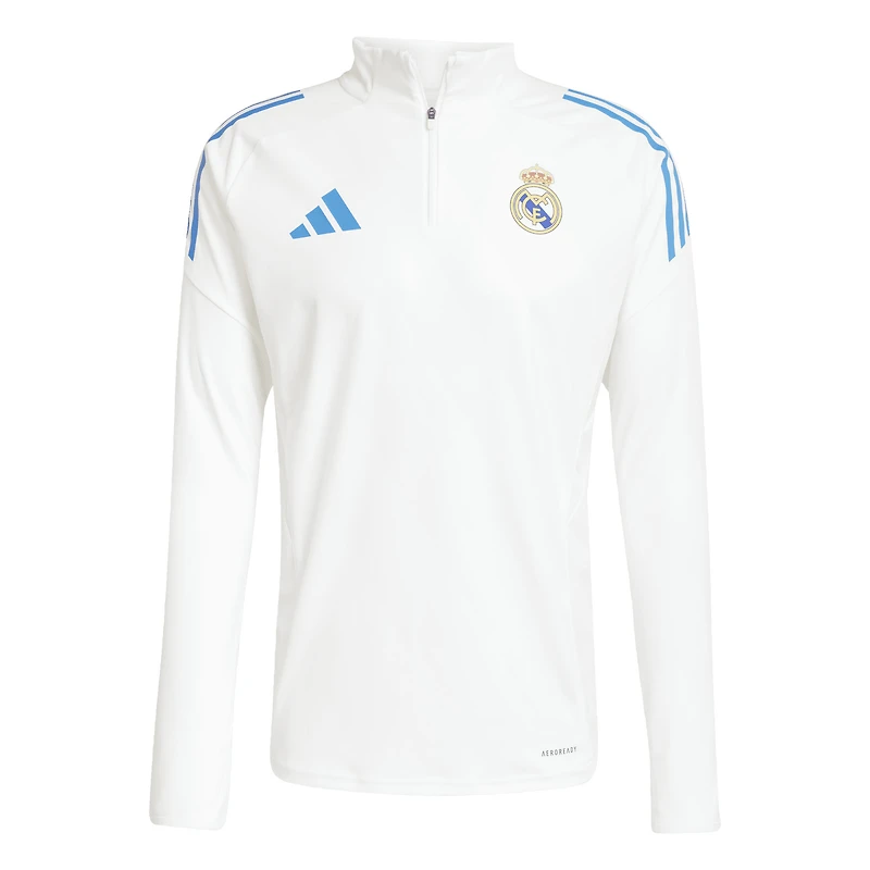 Men's adidas White Real Madrid 2025/26 AEROREADY Raglan Quarter-Zip Training Top