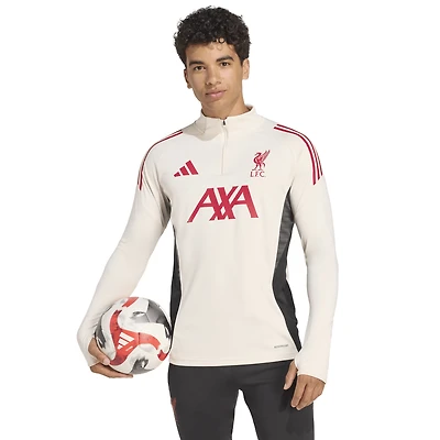 Men's adidas White Liverpool 2025/26 AEROREADY Raglan Quarter-Zip Training Top