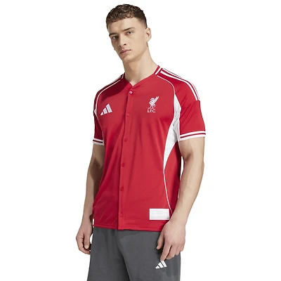 Men's adidas  Red Liverpool Full-Button Baseball Jersey