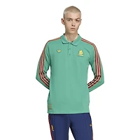 Men's adidas  Green AS Roma Terrace Icons Long Sleeve Polo