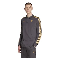 Men's adidas  Gray Manchester United Terrace Icons Long Sleeve Polo