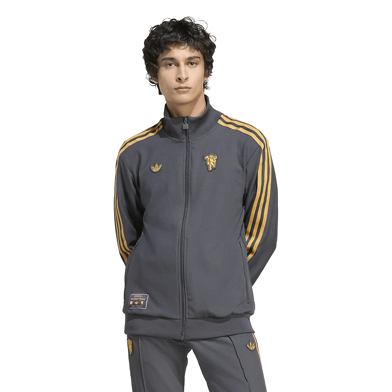 Men's adidas  Gray Manchester United Terrace Icons Full-Zip Track Jacket