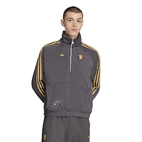 Men's adidas  Gray Manchester United Terrace Icons Half-Zip Jacket