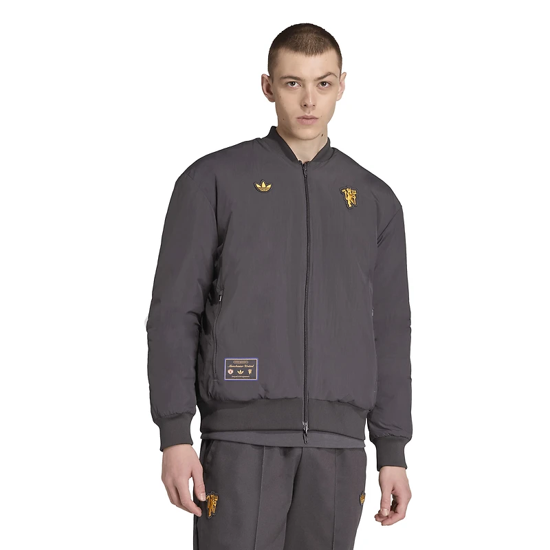 Men's adidas  Gray Manchester United Terrace Icons Reversible Full-Zip Jacket
