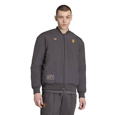 Men's adidas  Gray Manchester United Terrace Icons Reversible Full-Zip Jacket