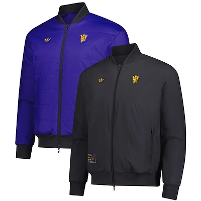 Men's adidas  Gray Manchester United Terrace Icons Reversible Full-Zip Jacket