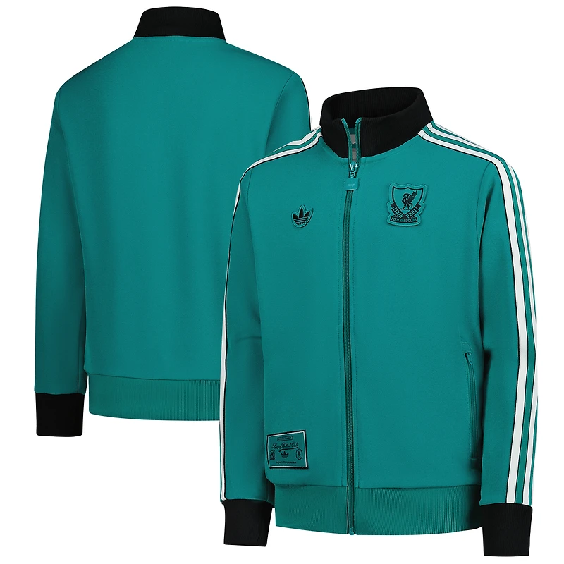 Youth adidas Green Liverpool Terrace Icons Full-Zip Track Jacket