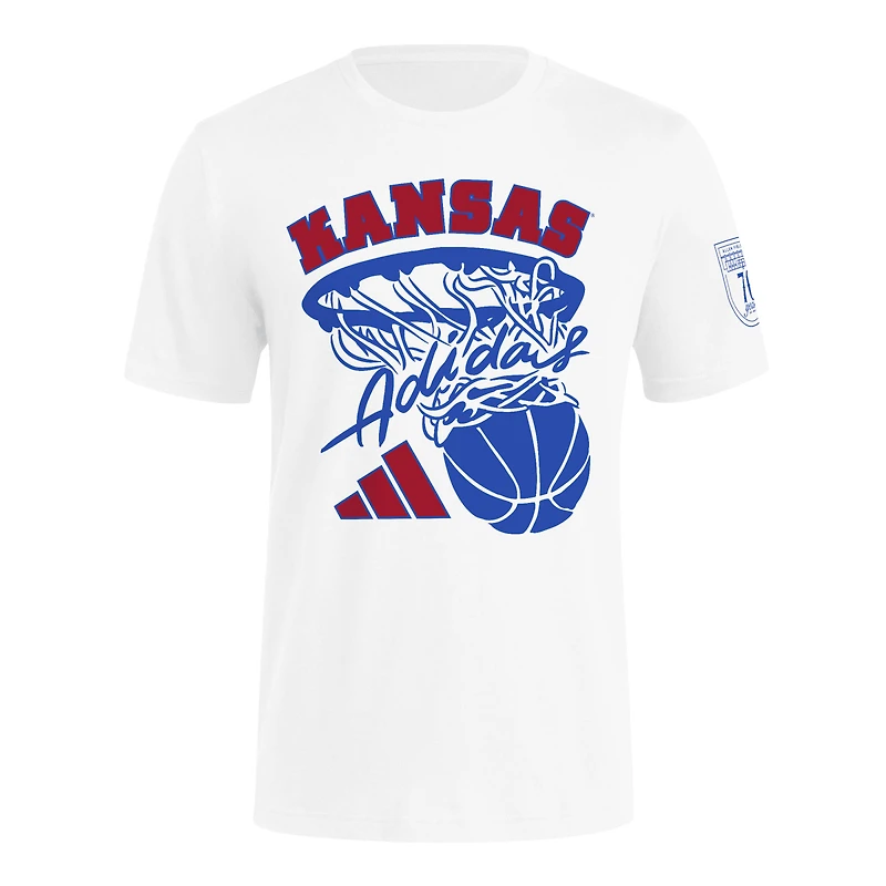 Men's adidas White Kansas Jayhawks 70th Anniversary Basketball T-Shirt