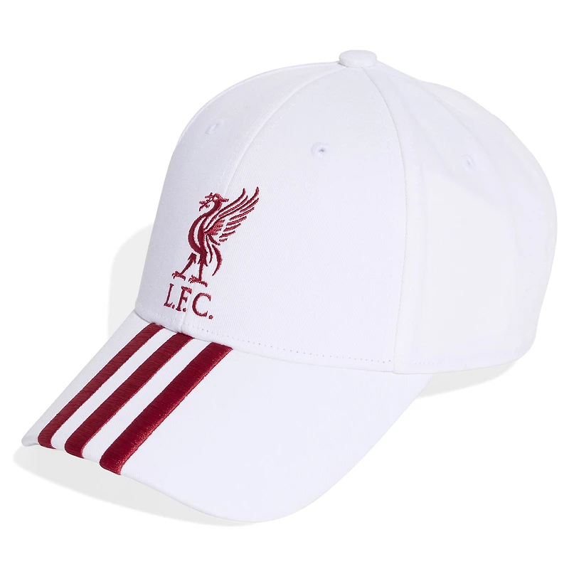 Unisex adidas White Liverpool Three-Stripe Dad Adjustable Hat