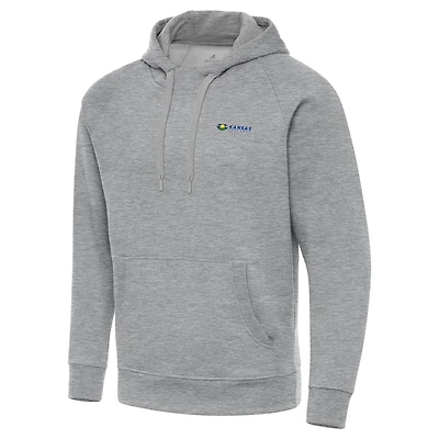 Men's Antigua Heather Gray Kansas Speedway Victory Pullover Hoodie
