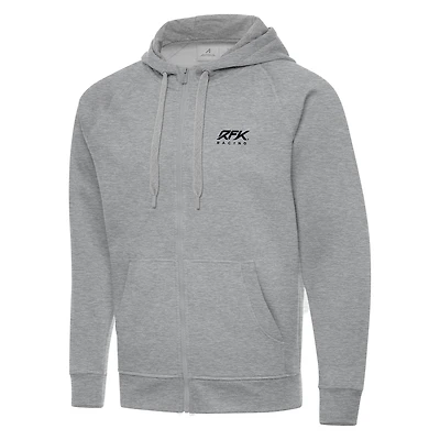 Men's Antigua Heather Gray Roush Fenway Keselowski Racing Full-Zip Hoodie