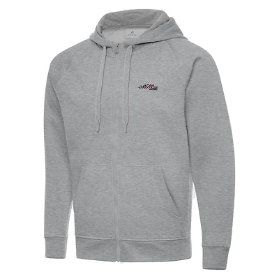 Men's Antigua Heather Gray Joe Gibbs Racing Full-Zip Hoodie