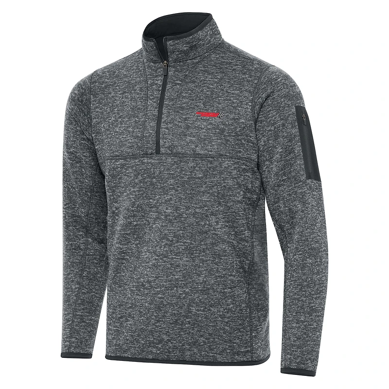 Men's Antigua  Heather Gray Martinsville Speedway Fortune 1/2-Zip Pullover Jacket
