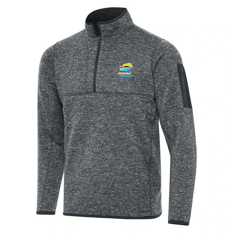 Men's Antigua  Heather Gray Phoenix Raceway Fortune 1/2-Zip Pullover Jacket