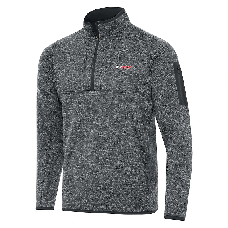 Men's Antigua  Heather Gray Richard Childress Racing Fortune 1/2-Zip Pullover Jacket