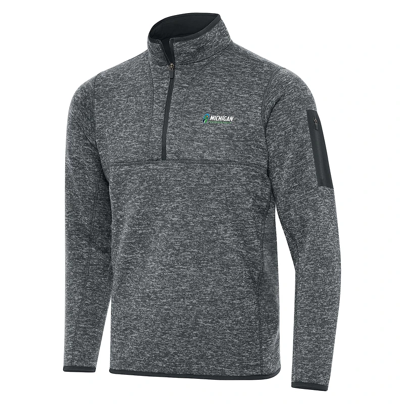 Men's Antigua  Heather Gray Michigan International Speedway Fortune 1/2-Zip Pullover Jacket