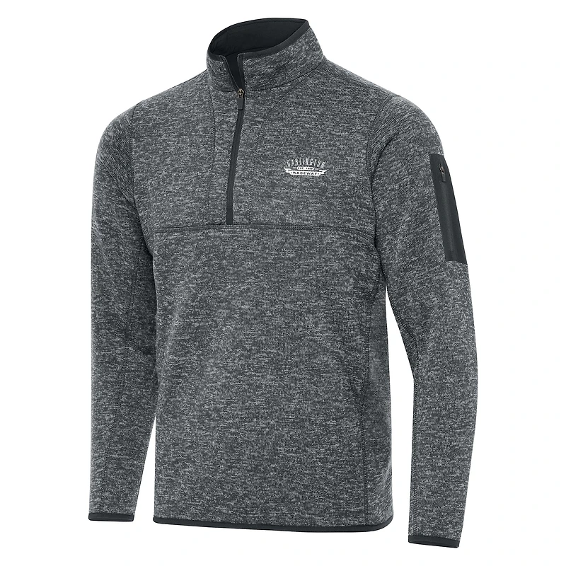 Men's Antigua  Heather Gray Darlington Raceway Fortune 1/2-Zip Pullover Jacket