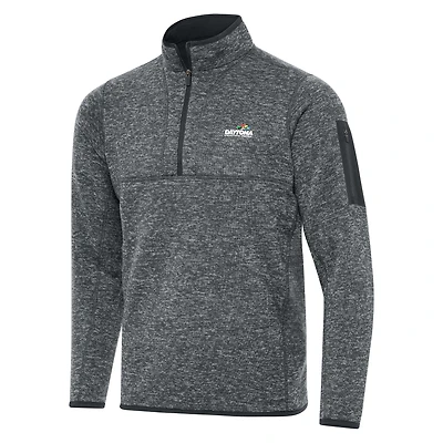 Men's Antigua  Heather Gray Daytona International Speedway Fortune 1/2-Zip Pullover Jacket